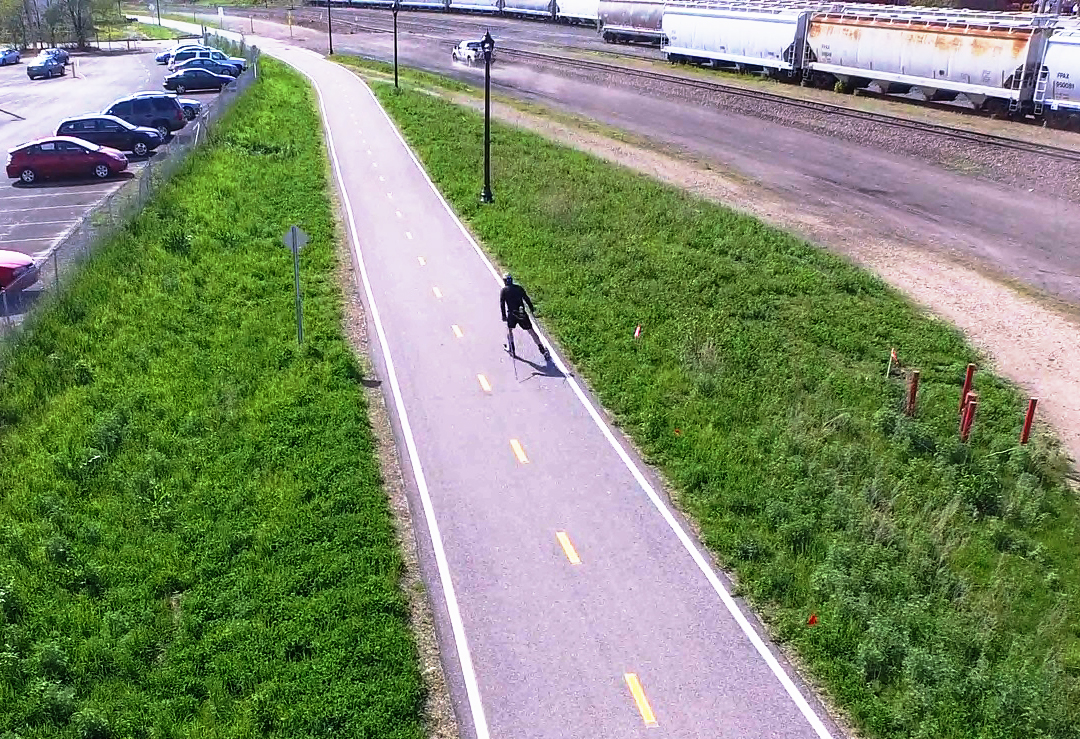 Rollerskiing with a Drone in Minneapolis